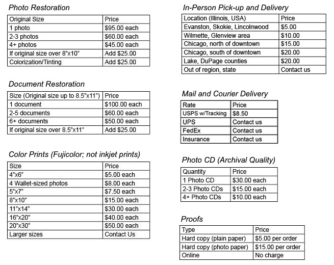 Photo Grafix Price List